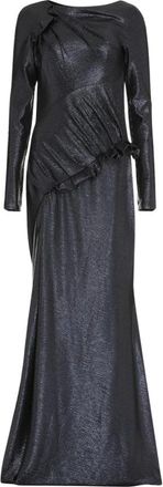 Talbot Runhof Metallic Jacquard Gown - Dames - Avondkleed - Blauw - 2XS - Polyester - Kleedjes
