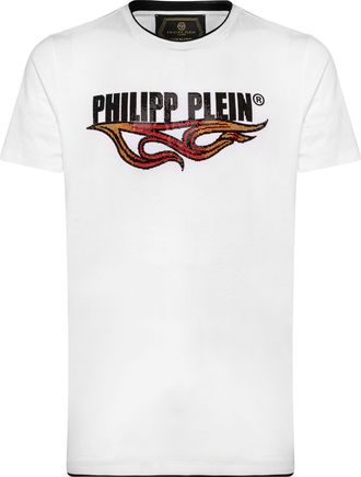 Philipp Plein T-shirt Gold Cut Round Neck Flame