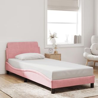 vidaXL Estructura De Cama Con Cabecero Dover Terciopelo Rosa 90x200 Cm Vidaxl