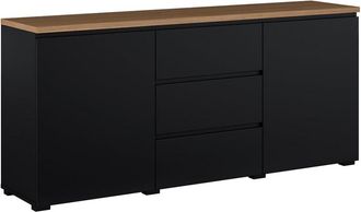 Petits Meubles Liko aparador de 2 puertas y 3 cajones paneles laminados negro