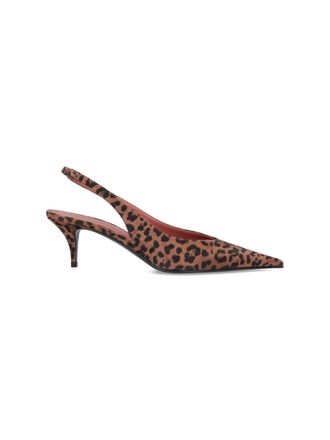 Amina Muaddi Anok Slingback Pumps, In Brown Calfskin