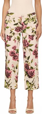 L'agence Blaine Cropped Stovepipe Jean In Ecru/mauve Romantic Rose