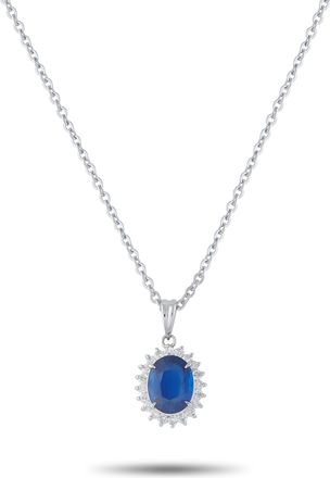 Luxury Bazaar Platinum 0.25ct Diamond and Sapphire Pendant Necklace MF19-041326