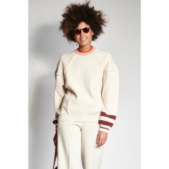 MRZ College-stijl Ronde Hals Sweatshirt - Dames - Ronde hals truien - Wit - 2XS - Wol - Truien & Vesten