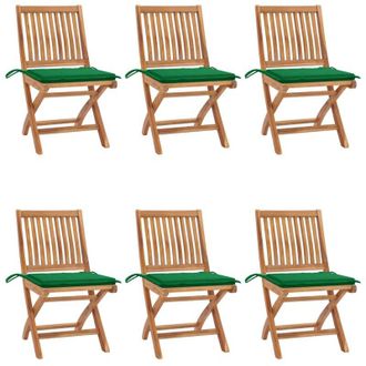 vidaXL Sillas De Jard&iacute;n Plegables 6 Uds Madera Maciza Teca Con Cojines Vidaxl