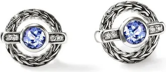 John Hardy Icon Sterling Silver Tanzanite & Diamond Stud Earrings at Nordstrom