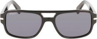 Ferragamo 58mm Navigator Sunglasses in Black at Nordstrom Rack