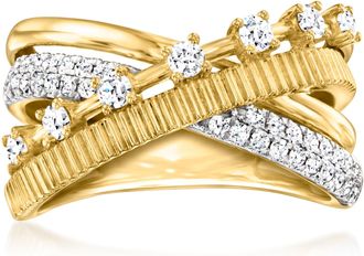 Ross-Simons Lab-Grown Diamond Crisscross Ring in 18kt Gold Over Sterling