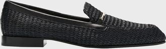 Victoria Beckham Raffia Metal-Strap Easy Loafers