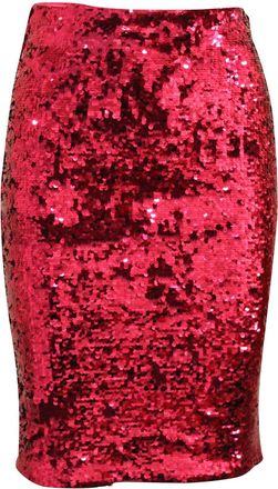 Alice & Olivia Alice & Olivia Ramos Sequin Pencil Skirt in Fuchsia Pink Polyester