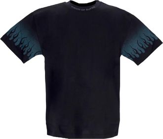 Vision Of Super Flames Logo T-shirt Zwart/Groen - Heren - T-shirts - Zwart - L - Katoen - Tops