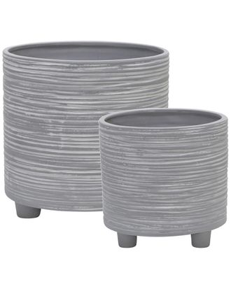 Sagebrook Home Ceramic Footed Planter Set