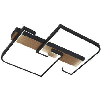 Fabrilamp Plafoniera LED 76W 8360lm 3000-6500K 45cm Nero/Legno Dimmerabile Serie Frondella