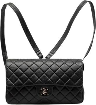 Chanel Pre-owned Leren Rugzak - Dames - Vintage Rugzakken - Zwart - ONE Size - Leer - Vintage