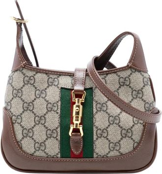 Gucci 2016-2025 Mini GG Supreme Web Jackie 1961 crossbody bag - women - Fabric/Calf Leather - One Size - Brown