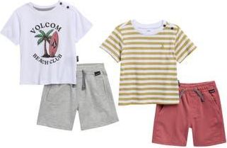Volcom Shirt & Shorts Four-Piece Set in Green/yellow at Nordstrom Rack, Size 12M