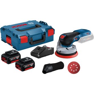 Bosch Lijadora Exc&eacute;ntrica A Bater&iacute;a Gex 18v-125 / 2x 4,0 Ah Bater&iacute;a + Cargador En L-boxx