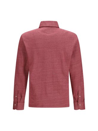 Brunello Cucinelli M&eacute;lange Linen and Cotton Jersey Polo - Red