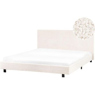 Beliani Cama De Agua Moderna De Boucl&eacute; 160 X 200 Cm Con Colch&oacute;n Blanco Crema Albi