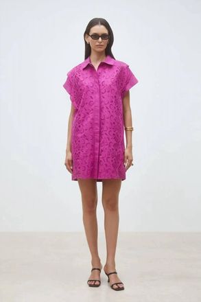 Suncoo Cross Mini Dress In Framboise