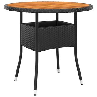 vidaXL Mesa De Jard&iacute;n Madera Acacia Y Rat&aacute;n Sint&eacute;tico Negro &Oslash;80x75 Cm Vidaxl