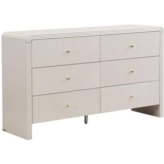 Vente-Unique Com&ograve; 6 cassetti MDF Beige e dorato - MIRENALO