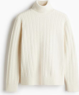 H&M Rollkragenpullover in Regular Fit - White