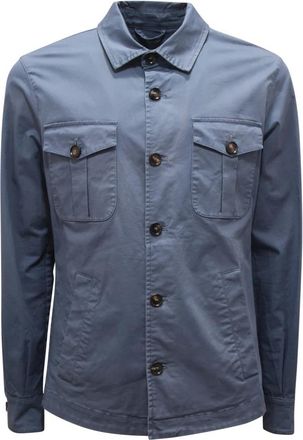Mazzarelli Trani Overjacket Shirt Jas - Heren - Zomerjassen - Blauw - S - Katoen - Jassen