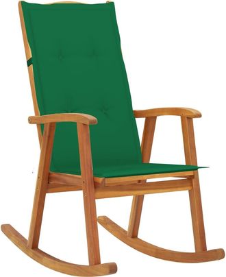 vidaXL Vidaxl - Silla Mecedora Con Cojines Madera Maciza De Acacia
