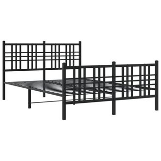 Berkfield Home Metal Bed Frame without Mattress with Footboard Black 120x190cm | Size: 120x190 cm