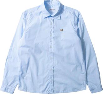 Edmmond Studios Duck Shirt Poplin - Heren - Casual Overhemden - Blauw - S - Katoen - Overhemden
