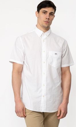 GANT Mens Regular Fit Short Sleeve Poplin Shirt - White Cotton - Size Large