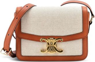 Celine Borsa a tracolla Teen Triomphe in tela e pelle - Marrone