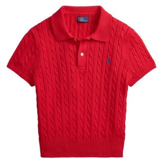Polo Ralph Lauren Cable-Knit Cropped Polo Shirt, Size X-Small