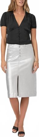 Paige Meadow Midi Skirt In Platinum Silver Coating