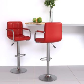 vidaXL Taburetes De Cocina 2 Unidades Cuero Sint&eacute;tico Rojo Vino Tinto Vidaxl