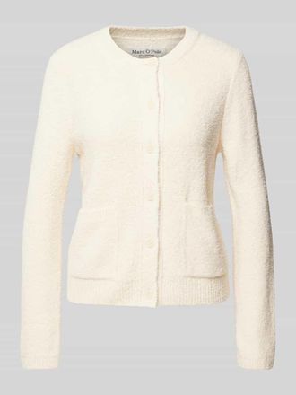Marc O'Polo Slim Fit Cardigan aus weichem Boucl&eacute;-Baumwoll-Mix in Ecru, Gr&ouml;&szlig;e XXL