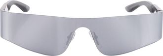 Balenciaga Silver Acetate Mono Rectangle Sunglasses