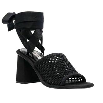Miu Miu Womens Black Fabric Platform Sandals