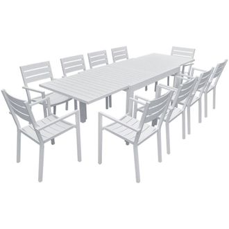 Happy Garden Conjunto De Jard&iacute;n Extensible Venezia 132/264 De 10 Plazas Aluminio Blanco