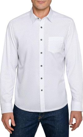 W.R.K Slim Fit Micro Geo Reworked Cotton Button-Up Shirt in White at Nordstrom, Size Xx-Large