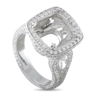 Luxury Bazaar Platinum 1.50ct Diamond Cushion Halo Mounting Ring MF11-082026