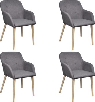 vidaXL Sillas De Comedor 4 Uds Tela Gris Claro Y Madera Maciza Roble Vidaxl