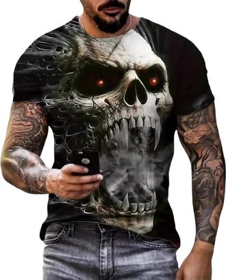 Generic Summer Mens Short Sleeve Halloween 3D Printed Crew Neck T-Shirt, 6, 5XL