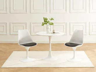 Vente-Unique Sedia in Polipropilene, Similpelle e Acciaio Bianco e Nero - Lotto di 2 - XAFY