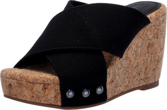Lucky Brand Womens Lucky Brand Valmai Wedge Sandal Black VALMAI-BLK