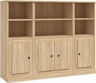vidaXL Aparador Alto 3 Piezas Madera Contrachapada Roble Sonoma Vidaxl