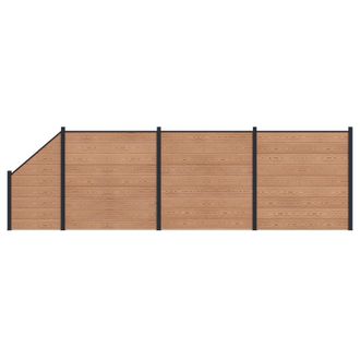 vidaXL Panel De Valla 4 Pcs Wpc Y Aluminio Marr&oacute;n Vidaxl