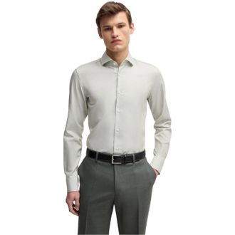 HUGO BOSS Heren Normaal Formeel Overhemd Met Lange Mouwen (Groen)