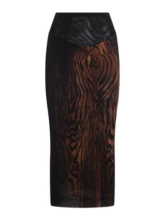 Jean Paul Gaultier Wood-Pattern Draped Long Skirt